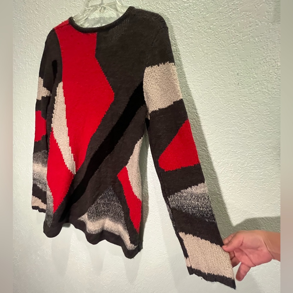 Peck & Peck Beautiful Gray & Red Color Block Tuni… - image 8